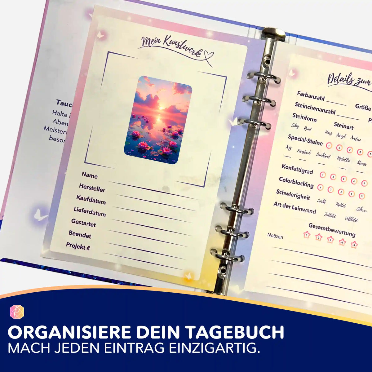 Picmondoo Diamond Painting Aufkleber Abenddämmerung zur Organisation in einem Tagebuch für DIY-Kunstwerke