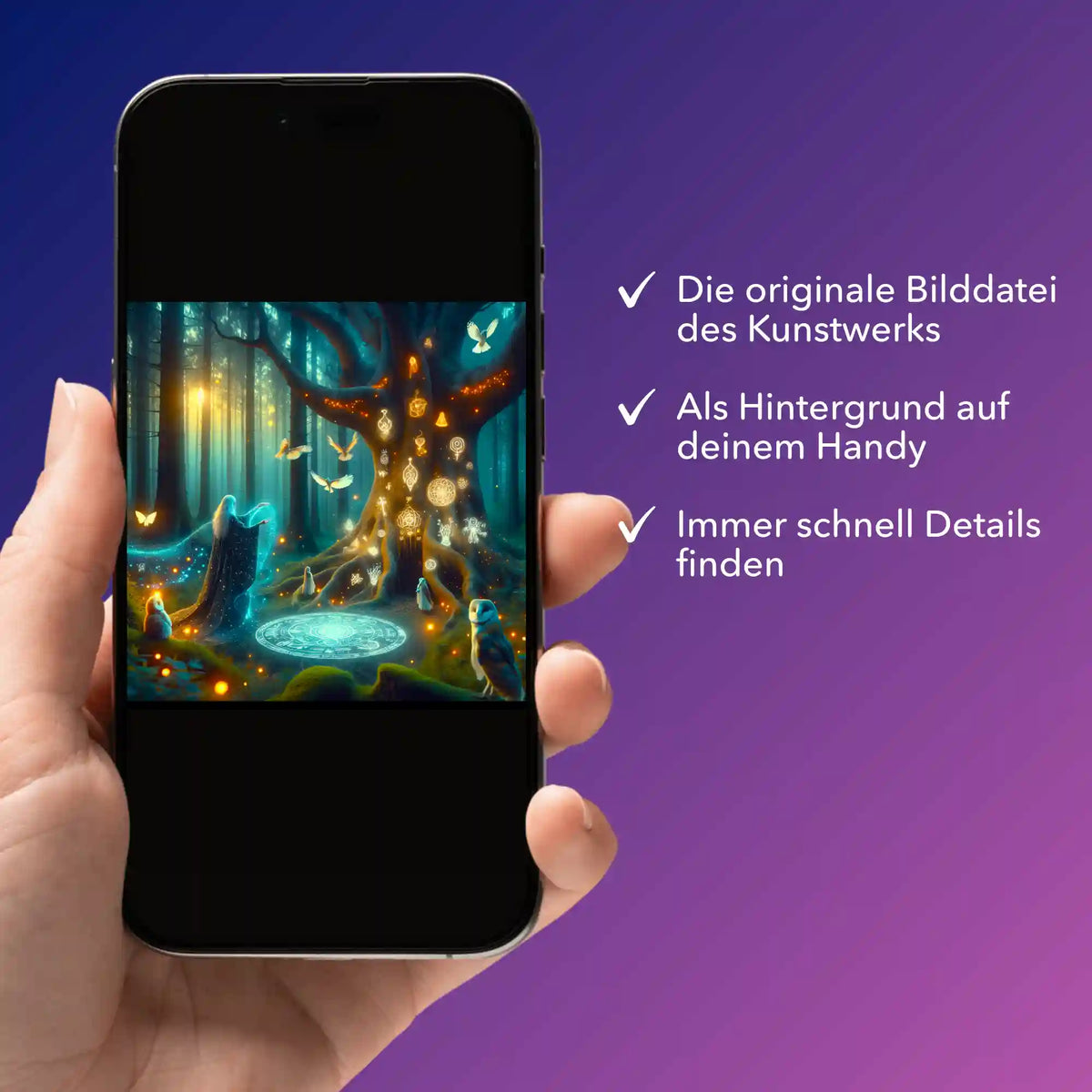 Digitale Bildmappe für Diamond Painting Motiv Hexennacht zur Nutzung als Handy-Hintergrund und zur Detailansicht.