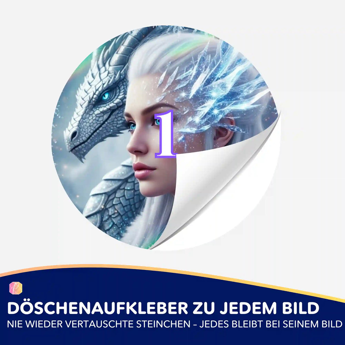Dragon Queen Döschenaufkleber für Diamond Painting zur übersichtlichen Sortierung der Steinfarben beim Basteln.
