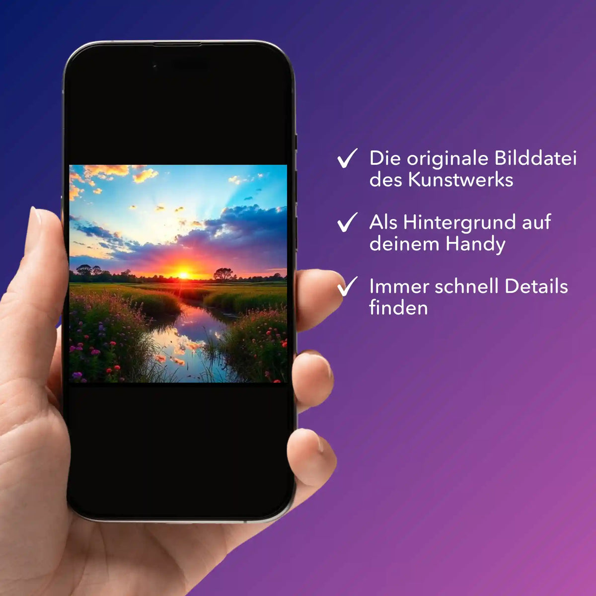 Digitale Bildmappe für Diamond Painting als Smartphone-Hintergrund für das Motiv Morgenrot