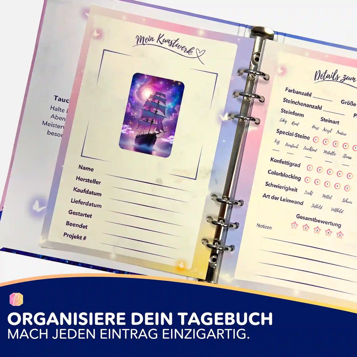 Starlight Ocean Aufkleber für Diamond Painting Tagebuch zur Organisation von Projektdetails