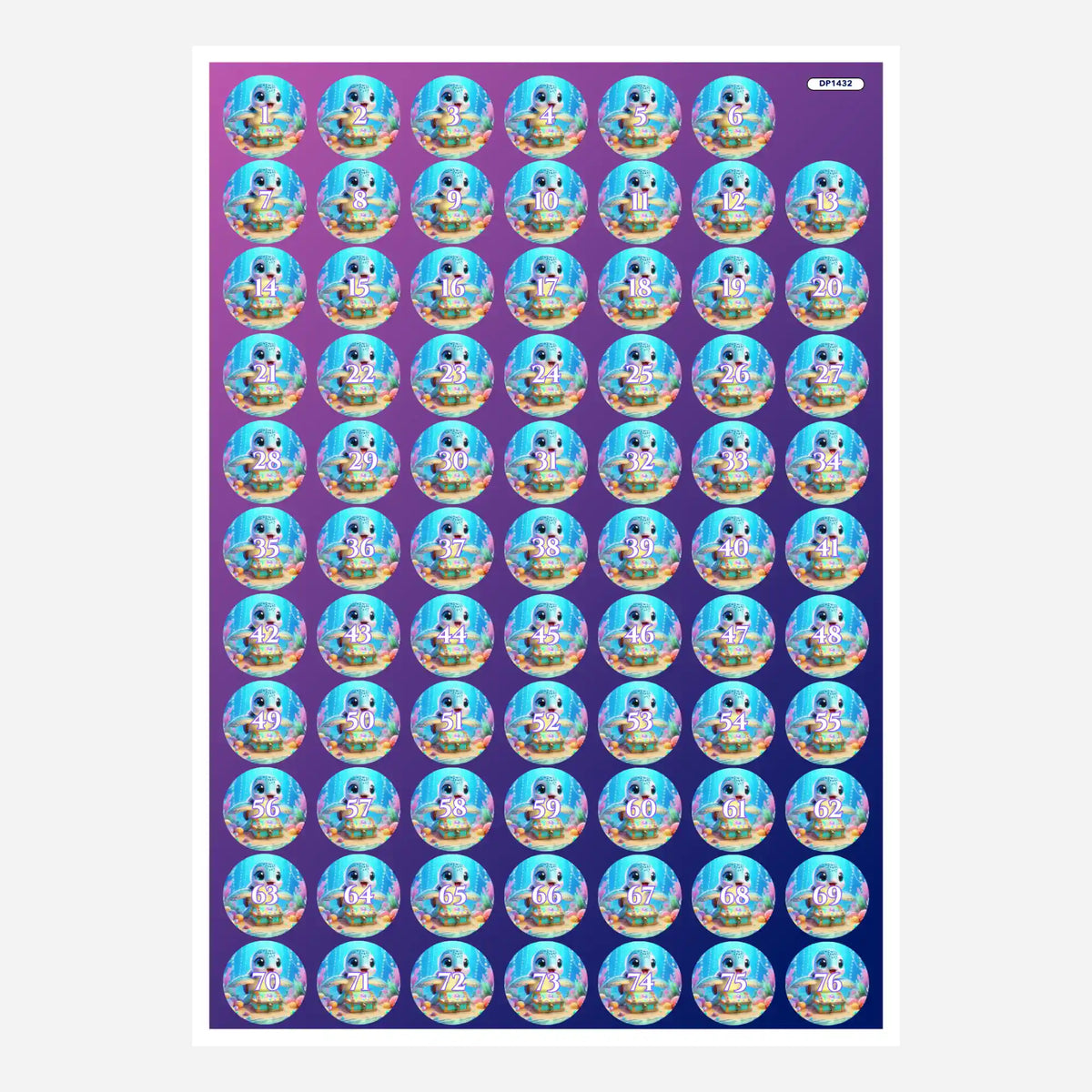 Bunte Diamond Painting Döschenaufkleber mit niedlicher Schildkröte zur Organisation von Diamanten für dein Set