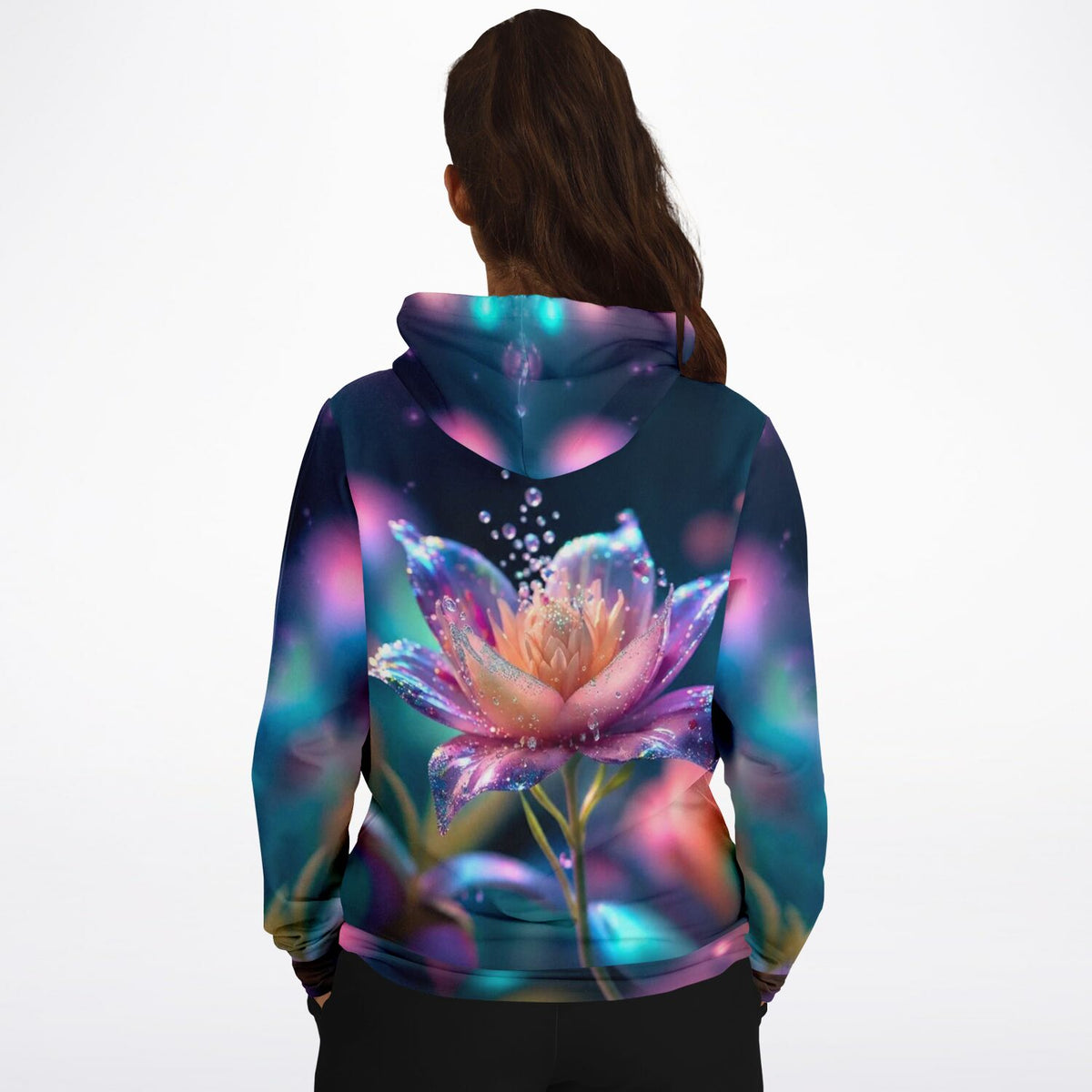 Dreamer Hoodie Sternentau mit leuchtendem Blumen-Motiv im Stil von Diamond Painting Effekten für Kunstliebhaber