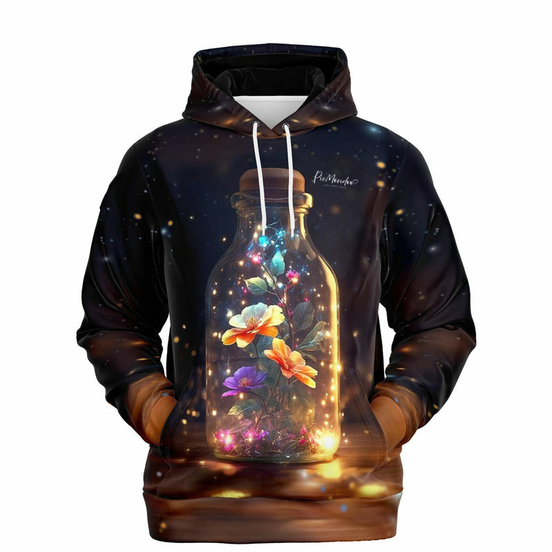 Dreamer Hoodie mit Leuchtender Blütenzauber Motiv, inspiriert von Diamond Painting Ästhetik und bunten Blumen