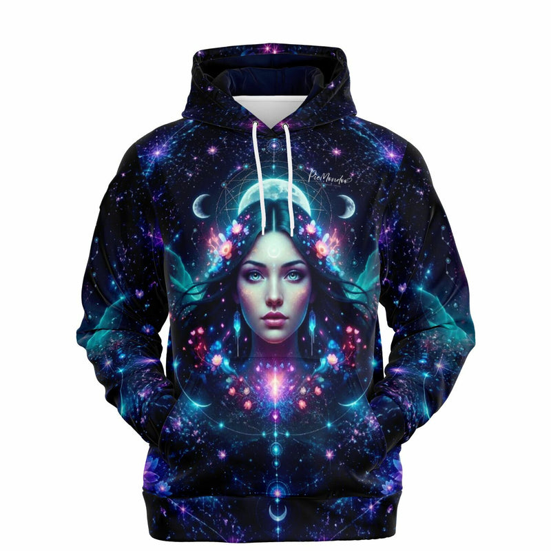 Dreamer Hoodie Mondprinzessin mit galaktischem Design, passend zu künstlerischen Diamond Painting und Malen nach Zahlen Motiven