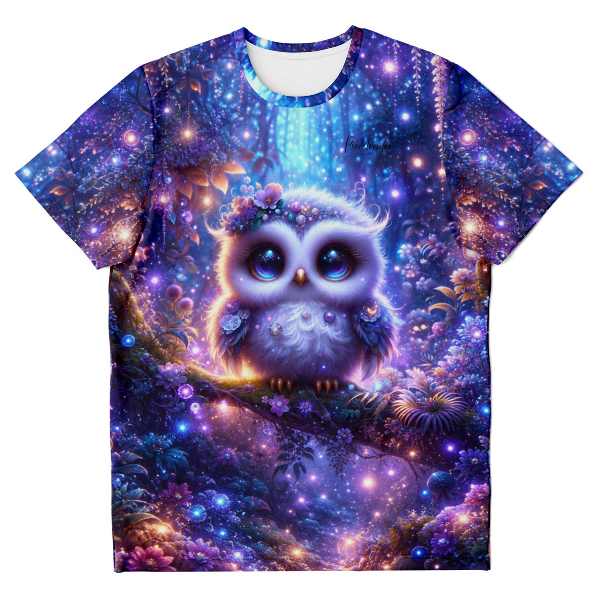 T-Shirt mit Eulen-Motiv im Fantasie-Stil, wie man es von Diamond Painting oder Malen nach Zahlen Vorlagen kennt.