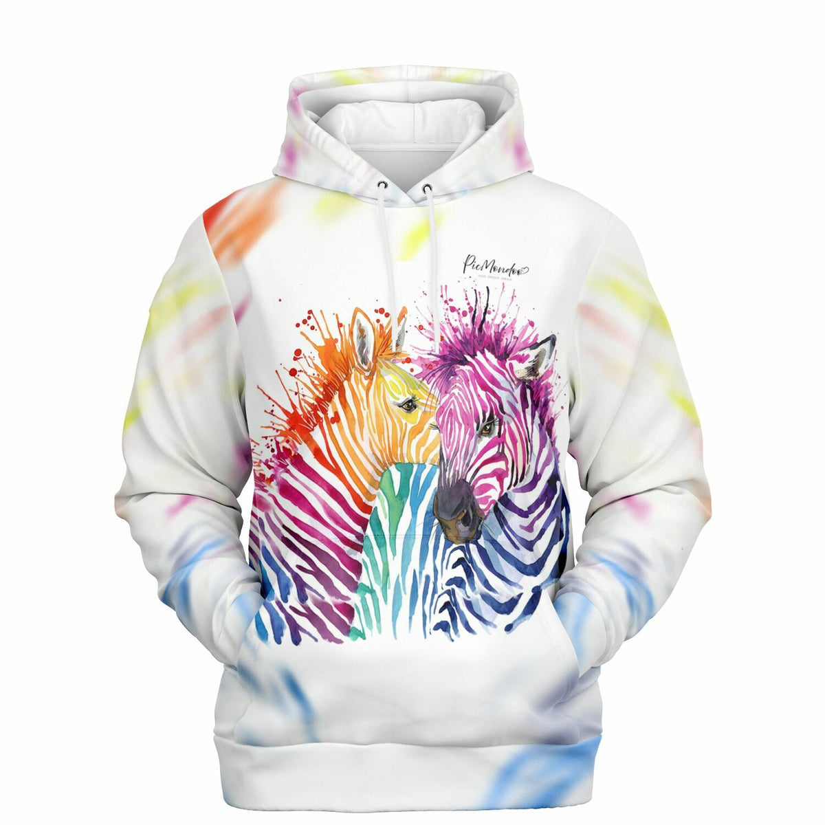 Dreamer Hoodie mit buntem Zebra-Motiv im Aquarell-Stil, passend für Fans von Diamond Painting und Malen nach Zahlen