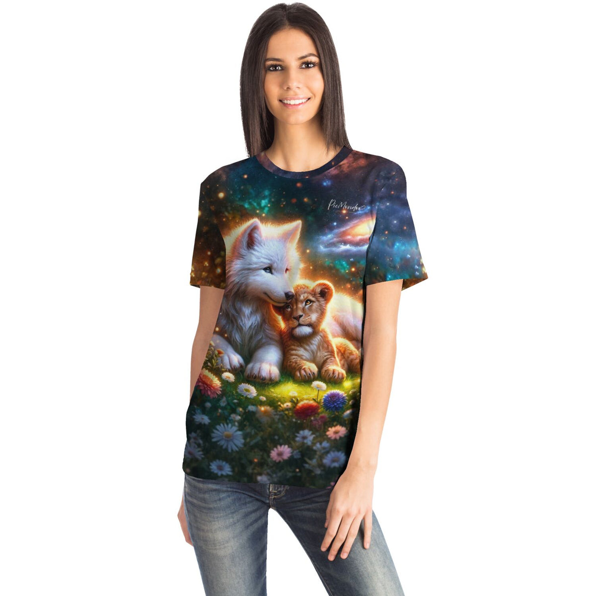 Frau trägt Dreamer T-Shirt mit Fenris & Solaris Motiv, wie bei Diamond Painting und Malen nach Zahlen beliebt