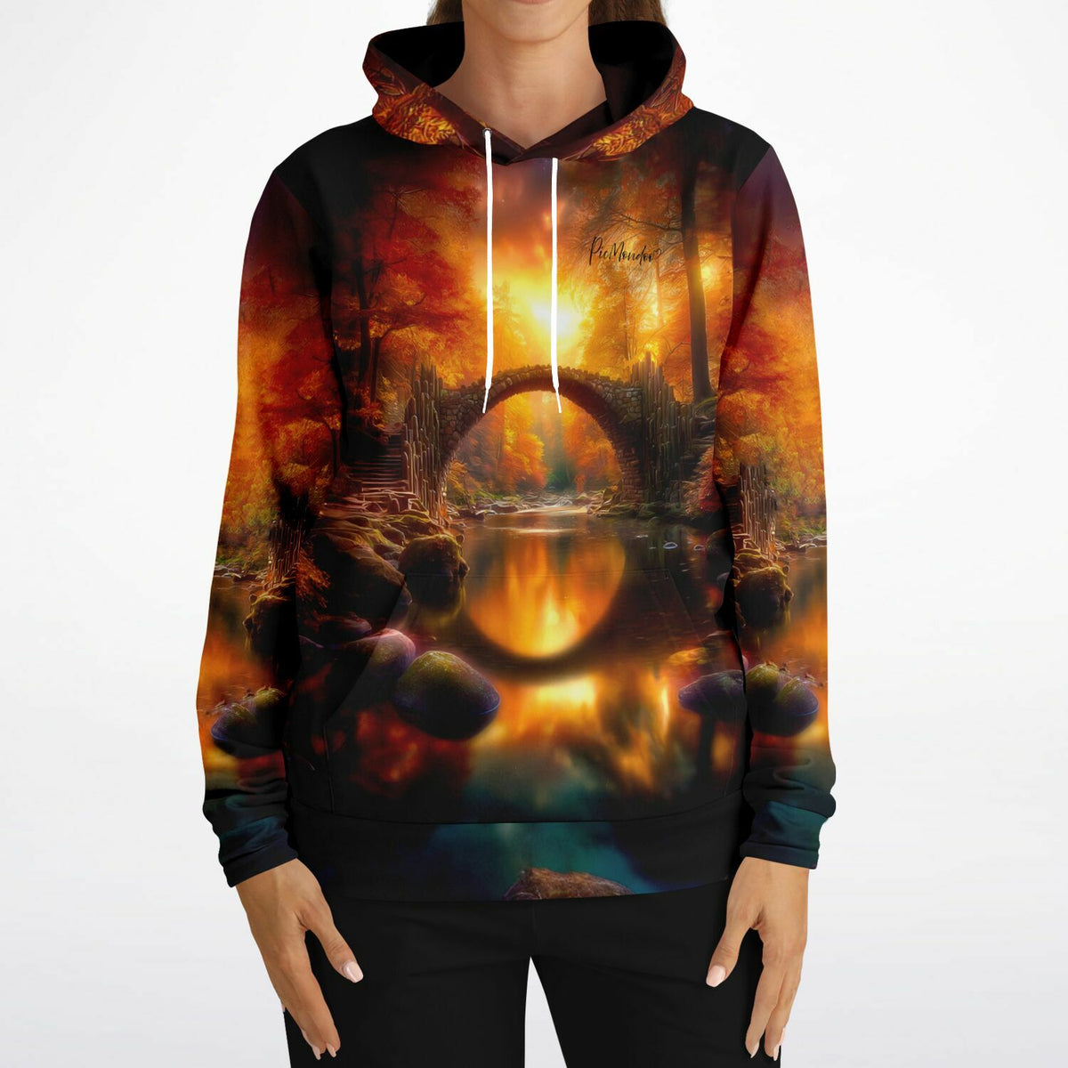 Dreamer Hoodie Brücke der ewigen Stunde mit kunstvollem Naturmotiv im Stil von Diamond Painting und Malen nach Zahlen