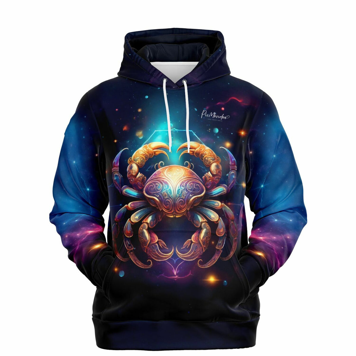 Dreamer Hoodie mit Sternzeichen Krebs Motiv in galaktischem Design, perfekt für Fans kreativer Kunst und Diamond Painting.