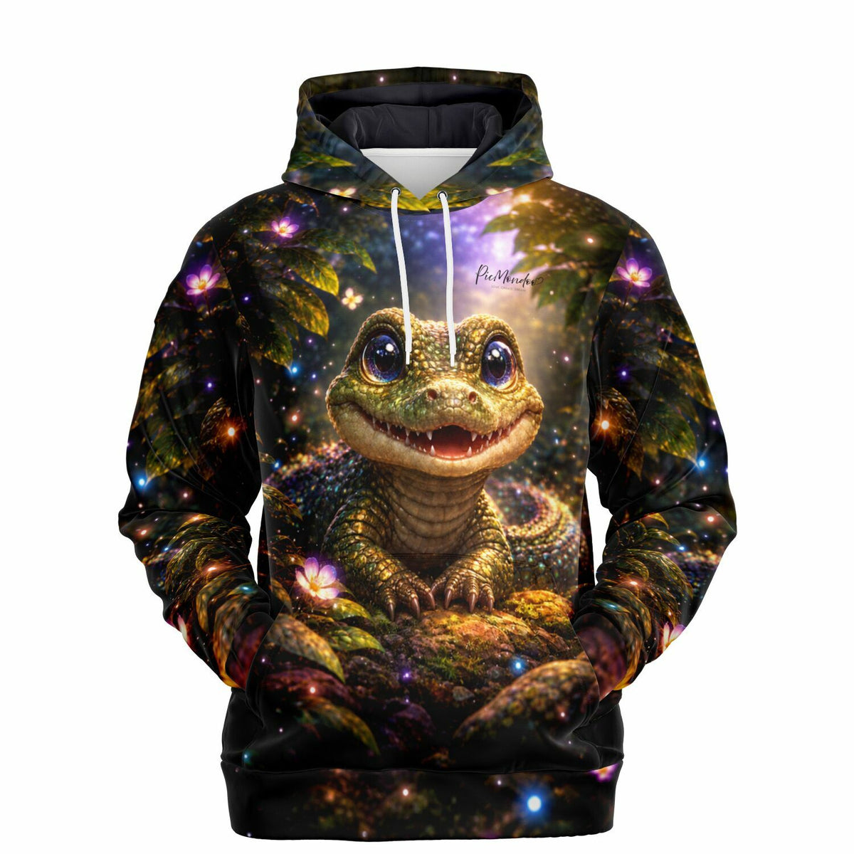 Dreamer Hoodie Uraltes Lächeln mit niedlichem Baby-Krokodil Motiv im Diamond Painting Stil
