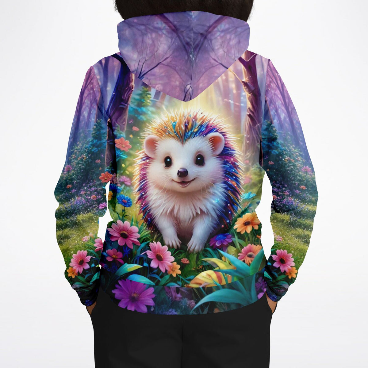 Dreamer Hoodie mit Igel Stups Motiv im Fairydust-Stil, inspiriert durch farbenfrohe Diamond Painting Kunstwerke.