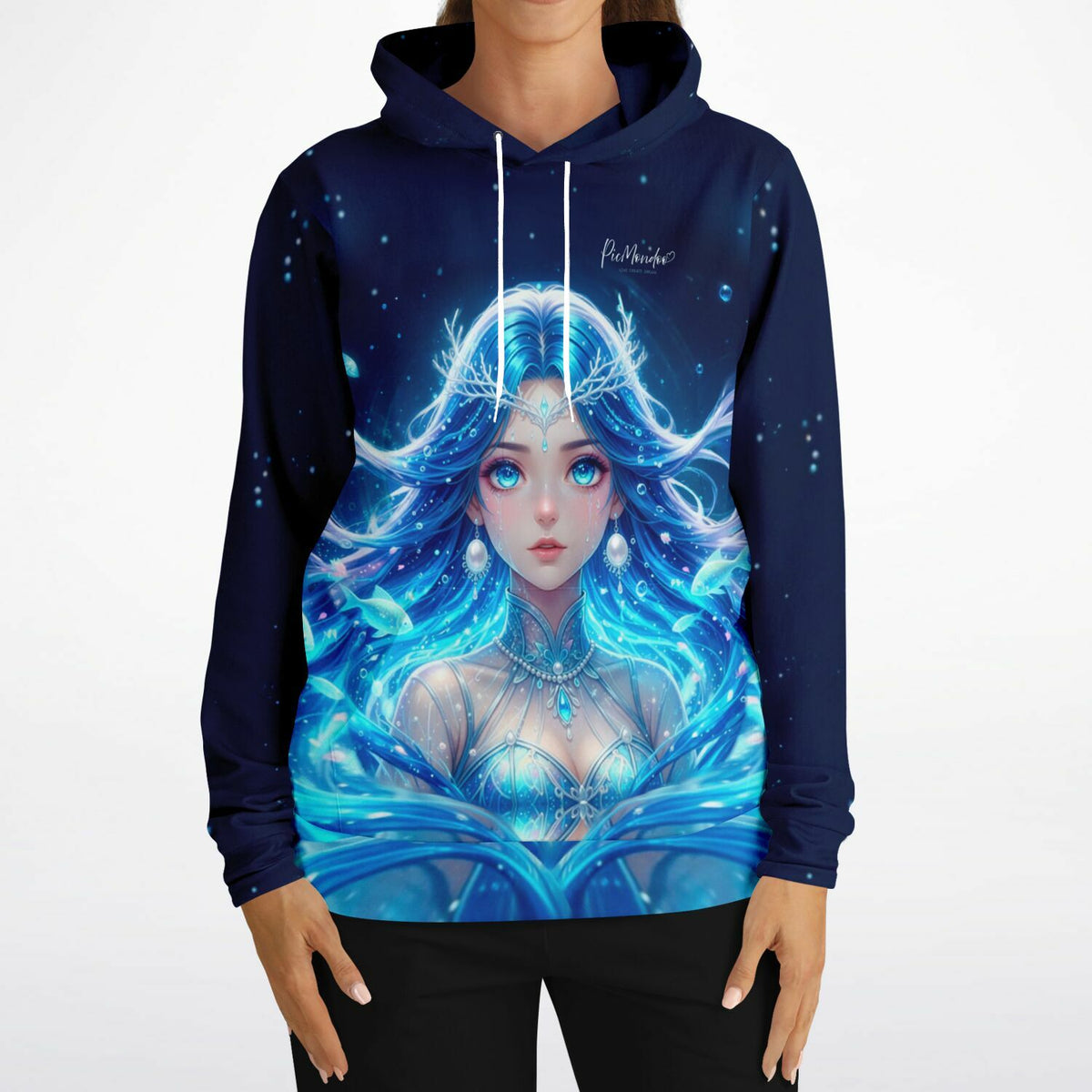 Dreamer Hoodie Nerelya Hüterin der Tiefe mit blauem Fantasy-Motiv für Fans von Diamond Painting und Kunst