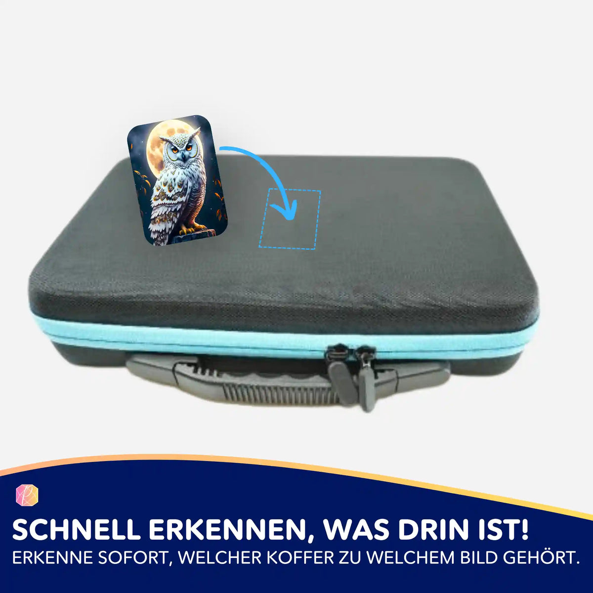 Picmondoo Eule im Mondschein Aufkleber für Diamond Painting Koffer zur einfachen Organisation deines Bastelzubehörs