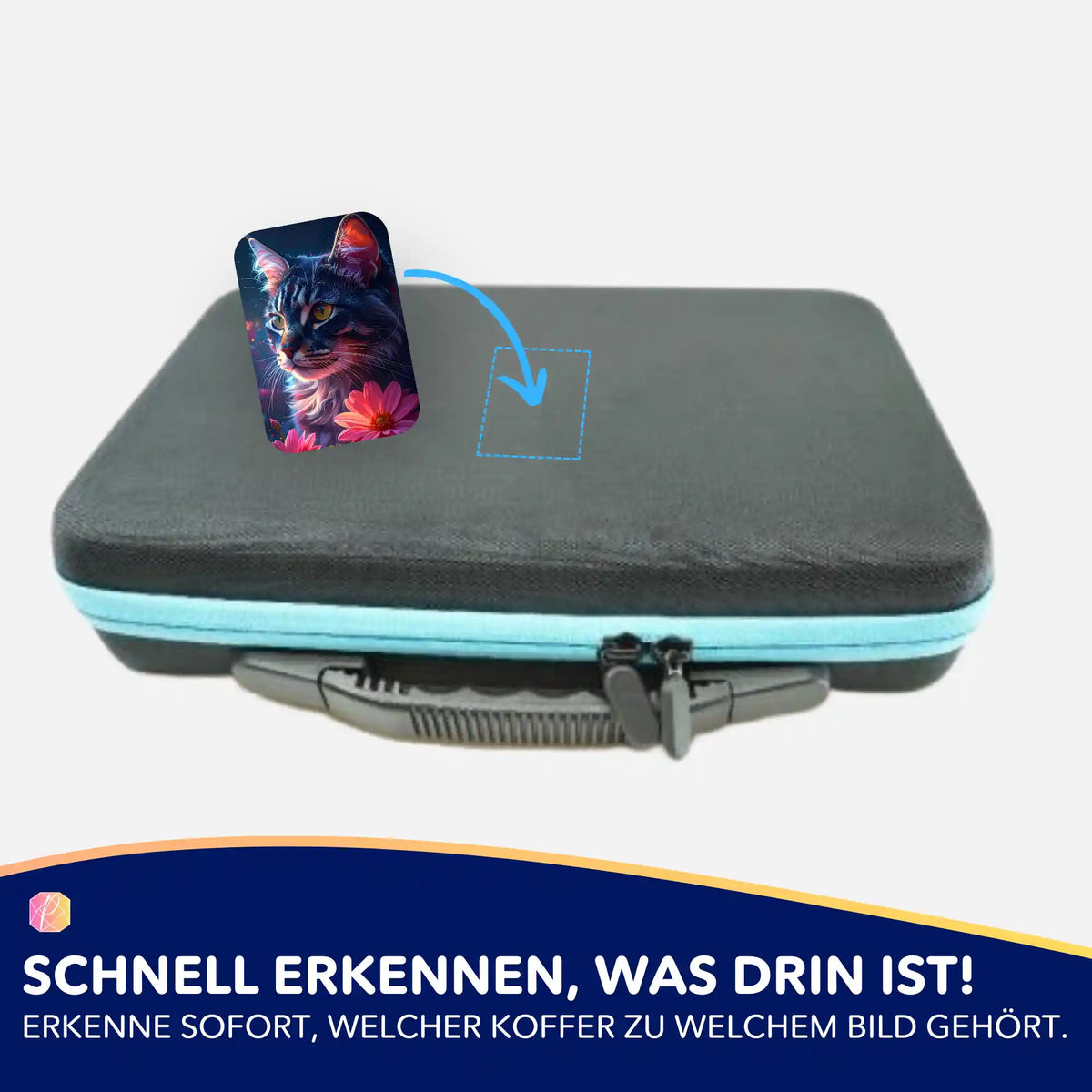 Katzen-Motiv Aufkleber für Diamond Painting Koffer zur Organisation von Zubehör und Diamanten Painting Sets.