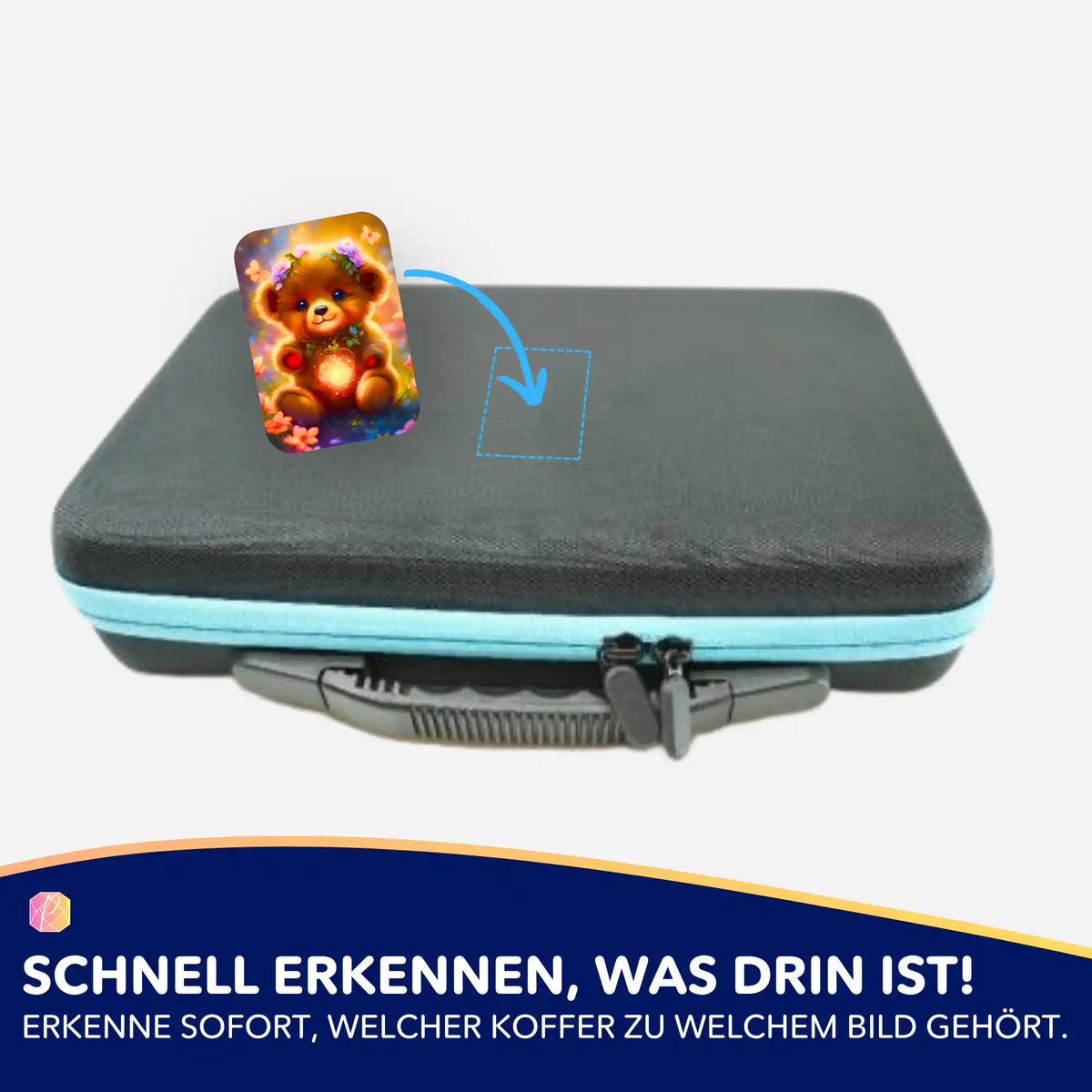 Picmondoo Sticker Kleiner Leuchtbär als Zubehör für Diamond Painting Koffer zur Organisation deines Bastelsets.