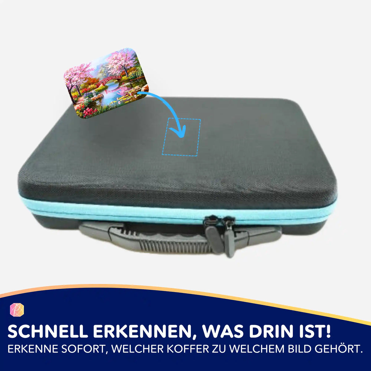 Picmondoo Diamond Painting Aufkleber zur Beschriftung von Zubehör-Koffern mit Motiv Chinesischer Garten