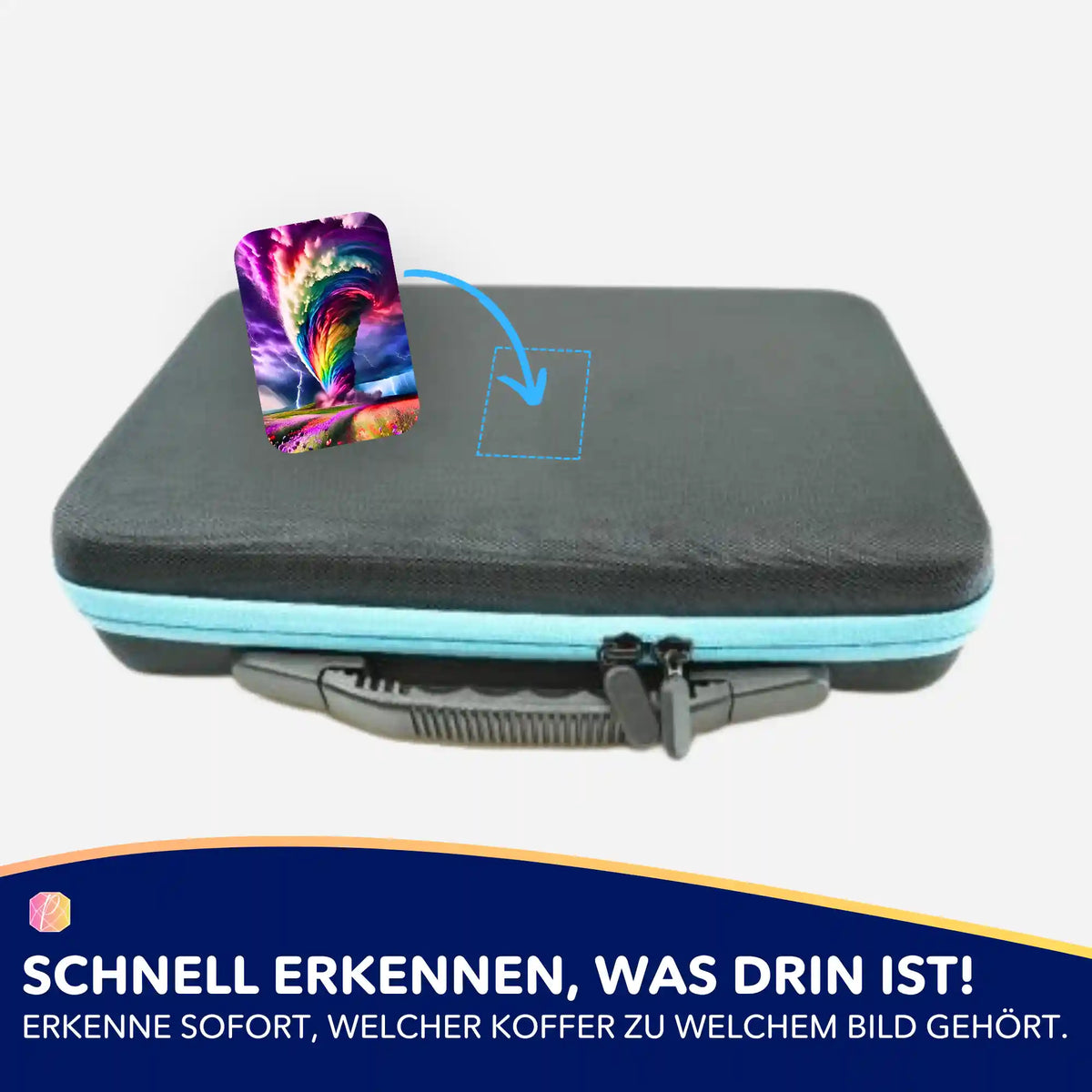 Buntes Wirbelsturm-Motiv als Aufkleber für Diamond Painting Koffer zur Organisation von Zubehör