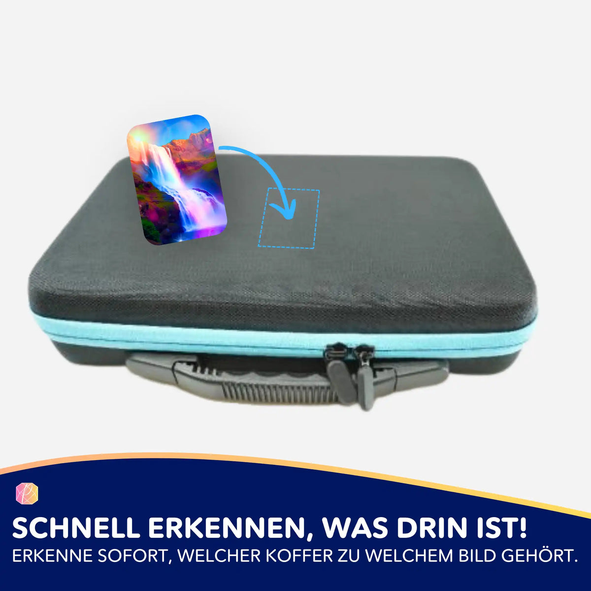 Buntes Wasserfall-Sticker-Set zur Organisation von Diamond Painting Koffern und Zubehör für dein Hobby.