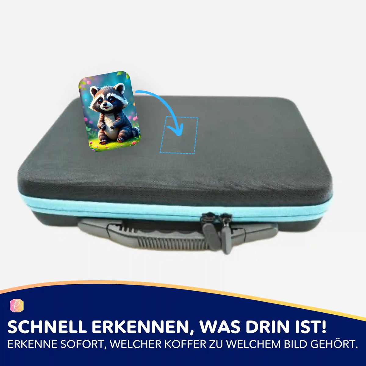 Waschbär Brownie Aufkleber für Diamond Painting Zubehörkoffer zur Organisation der Diamanten-Steine
