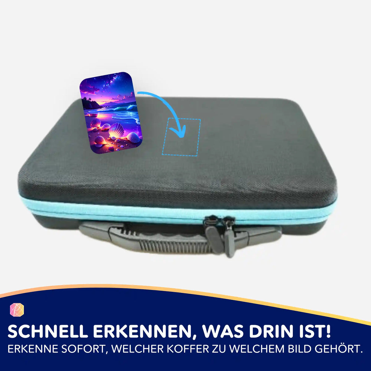 Picmondoo Diamond Painting Aufkleber zur Beschriftung von Zubehörkoffern mit Wunschmuscheln-Motiv