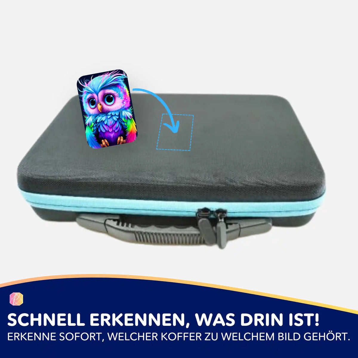 Bunter Eulen-Aufkleber für dein Diamond Painting Koffer-Set zur übersichtlichen Organisation deiner Bastel-Utensilien