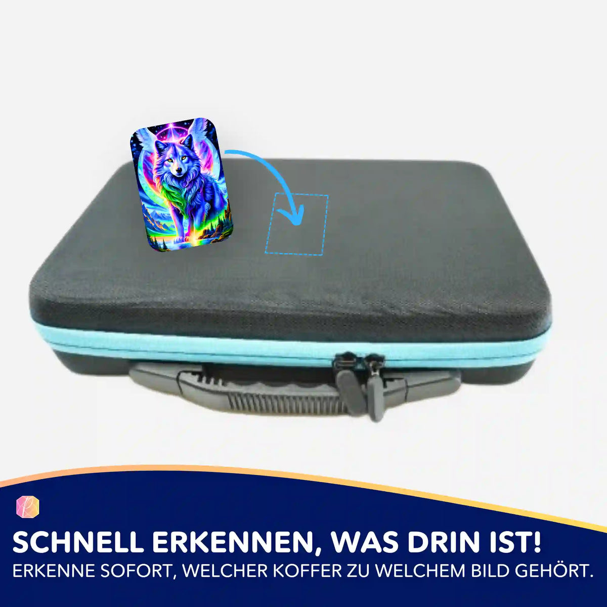 Geflügelter Wächter Aufkleber zur Organisation von Diamond Painting Koffern und Zubehör für dein Hobby.