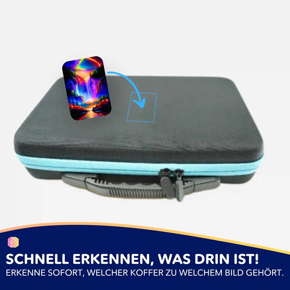 Picmondoo Aufkleber-Set für Diamond Painting Koffer mit buntem Wasserfall-Motiv zur Organisation von Bastelzubehör