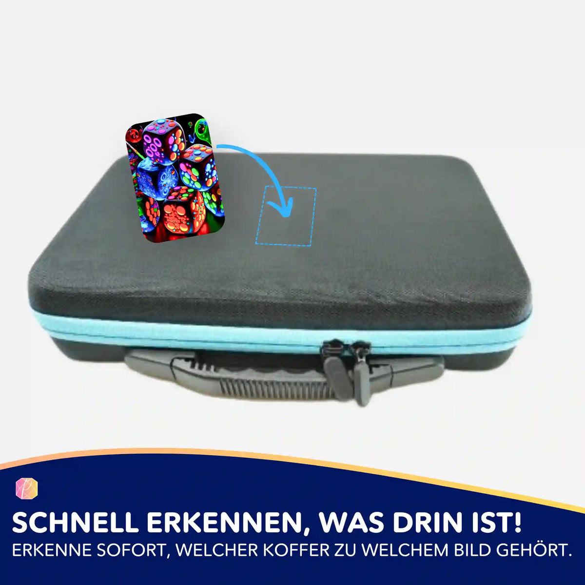 Bunter Diamond Painting Aufkleber Würfel Motiv auf Aufbewahrungskoffer zur Organisation von Zubehör