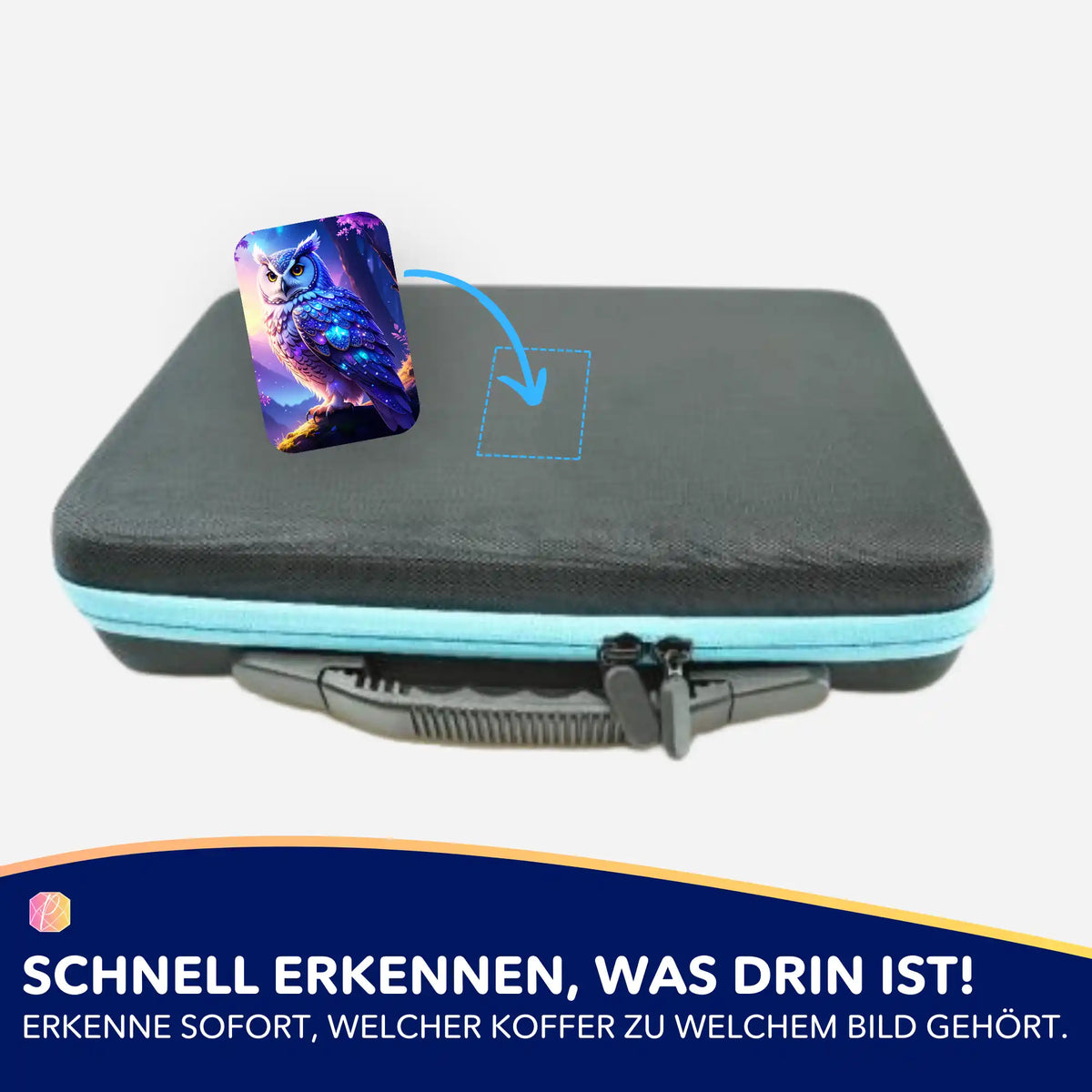 Eulen-Aufkleber zur Organisation von Diamond Painting Koffern und Zubehör für das Hobby-Set Hüterin der Dämmerung