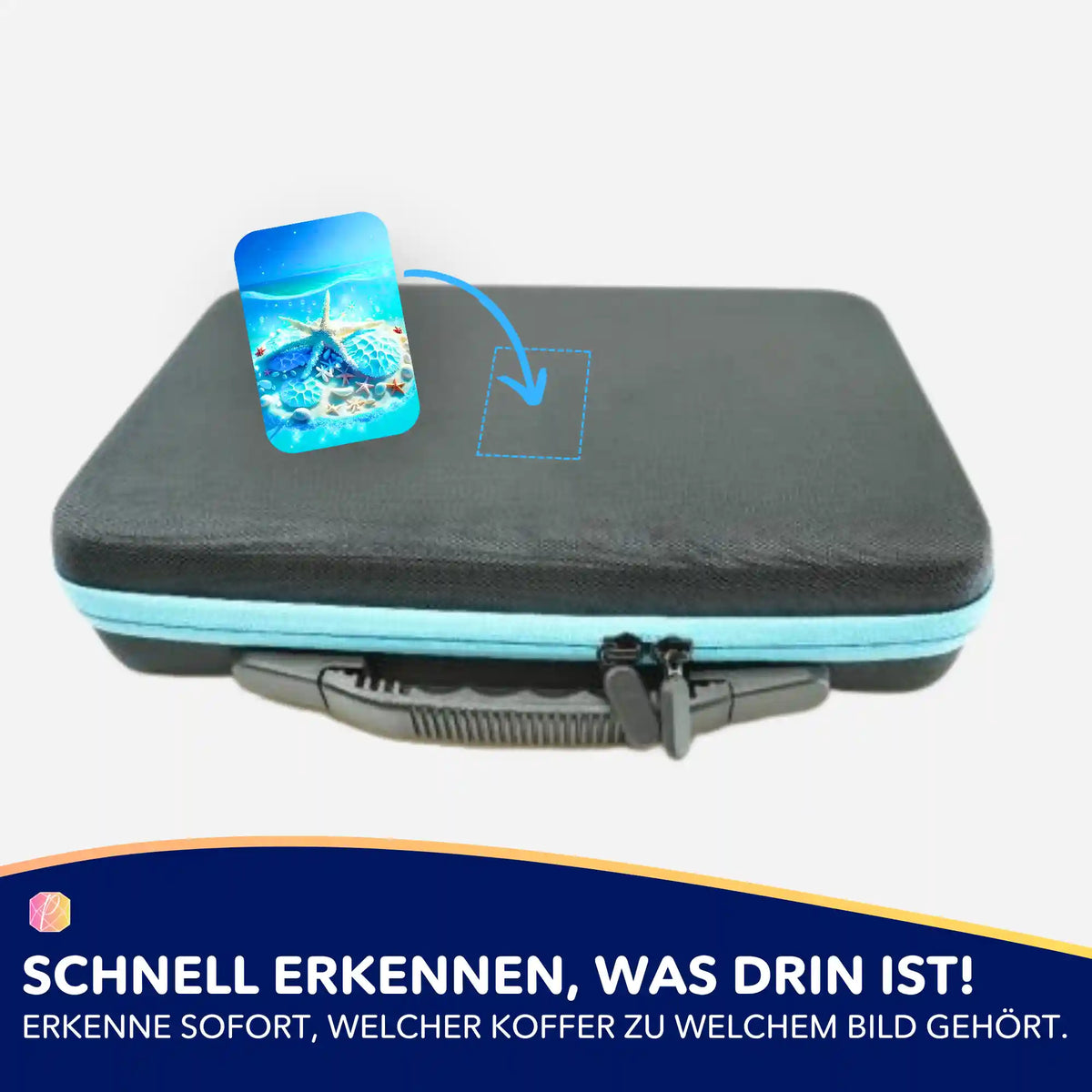 5er-Set Aufkleber für Diamond Painting Koffer mit Blaue Meeressymphonie Motiv zur praktischen Zubehörorganisation
