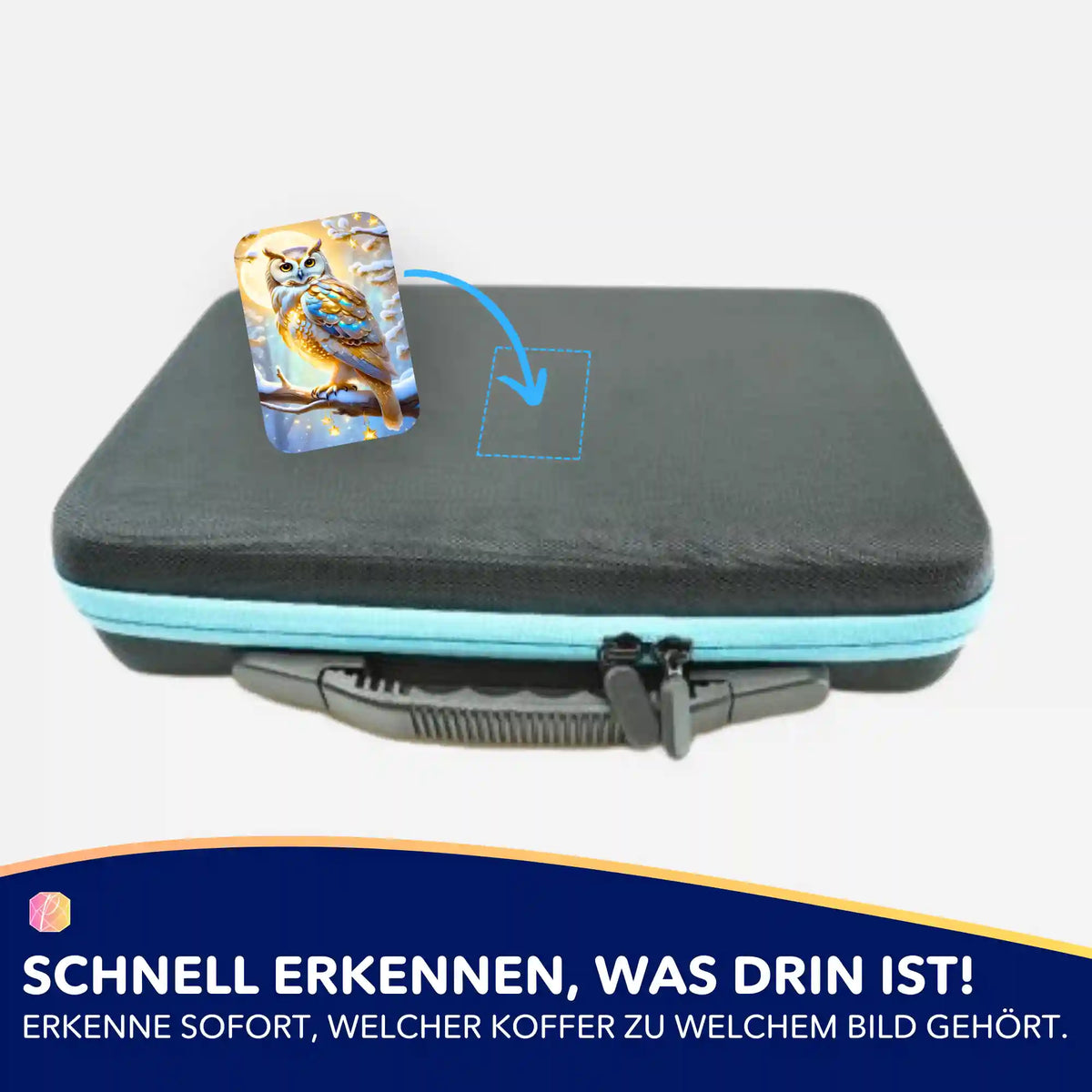 Goldener Schneeeulen-Aufkleber für Diamond Painting Koffer zur perfekten Organisation deines DIY-Zubehörs.