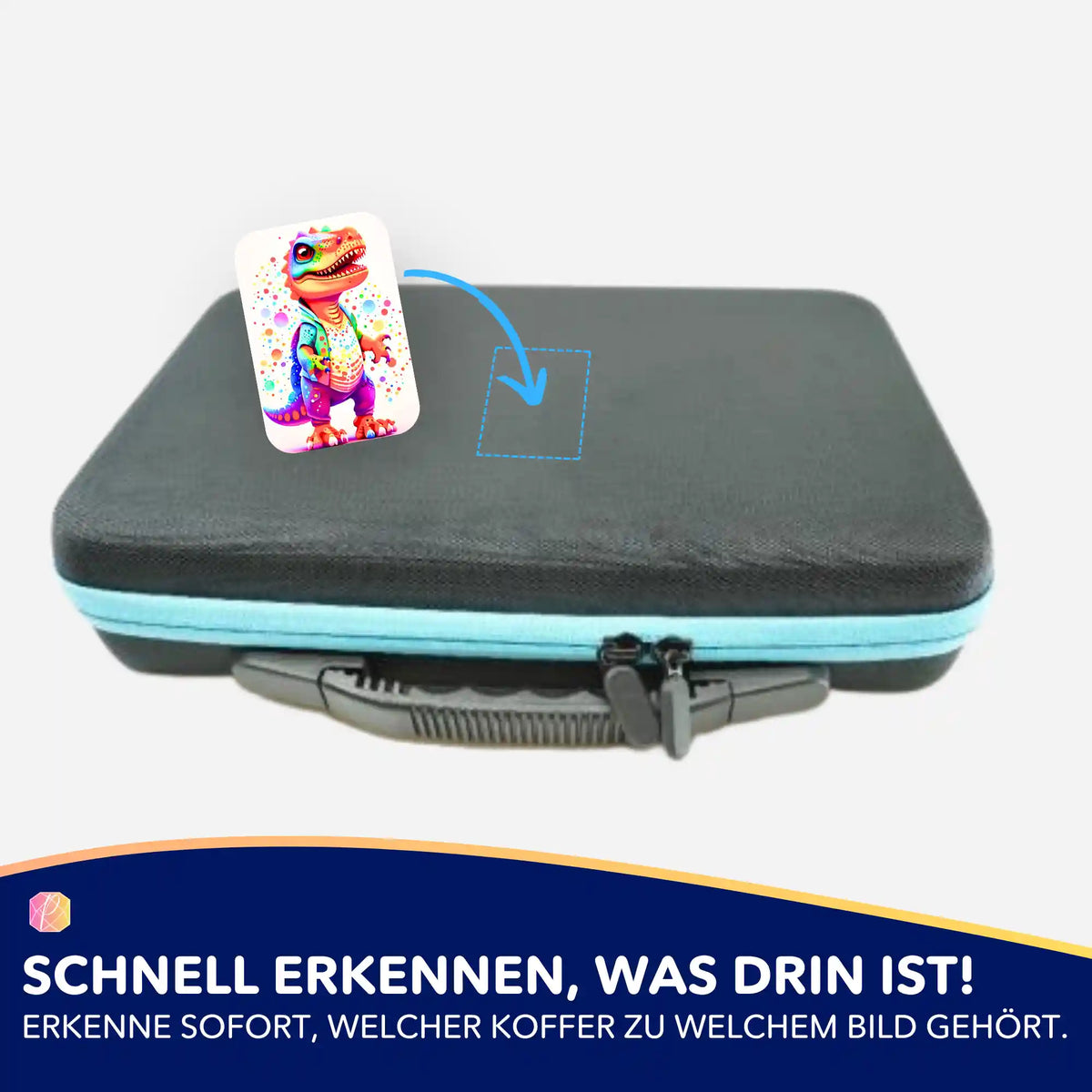 Kunterbunter Dinosaurier Sticker zur Organisation deines Diamond Painting Koffers und Zubehörs