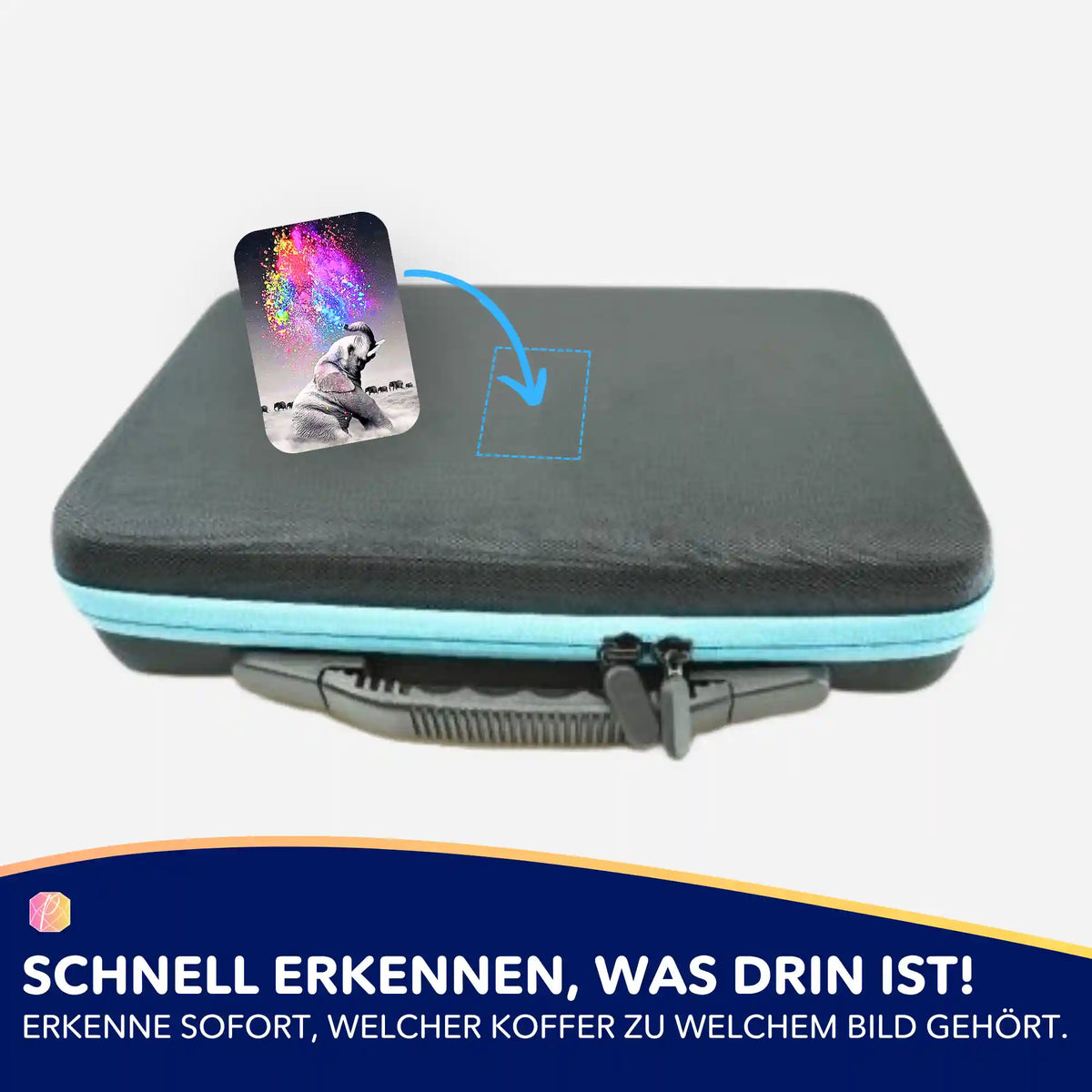 Picmondoo Aufkleber Set mit buntem Elefant Motiv zur Organisation von Diamond Painting Koffern und Zubehör