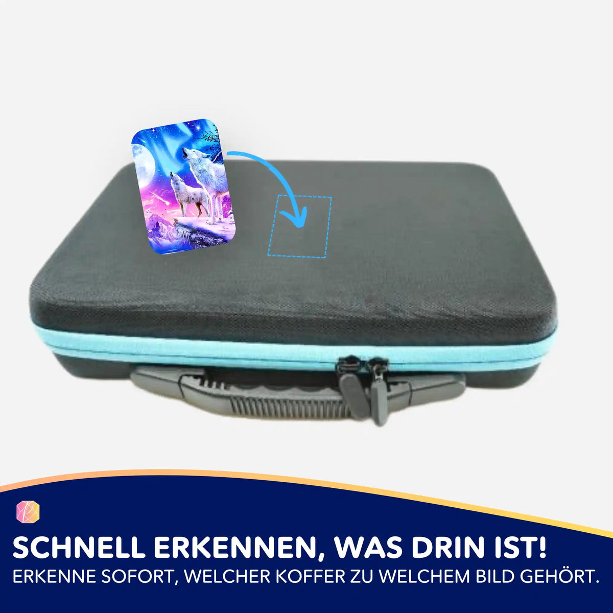 Picmondoo 5er-Aufkleber-Set für Diamond Painting Koffer mit Motiv Weiße Wölfe im Winterland zur Organisation