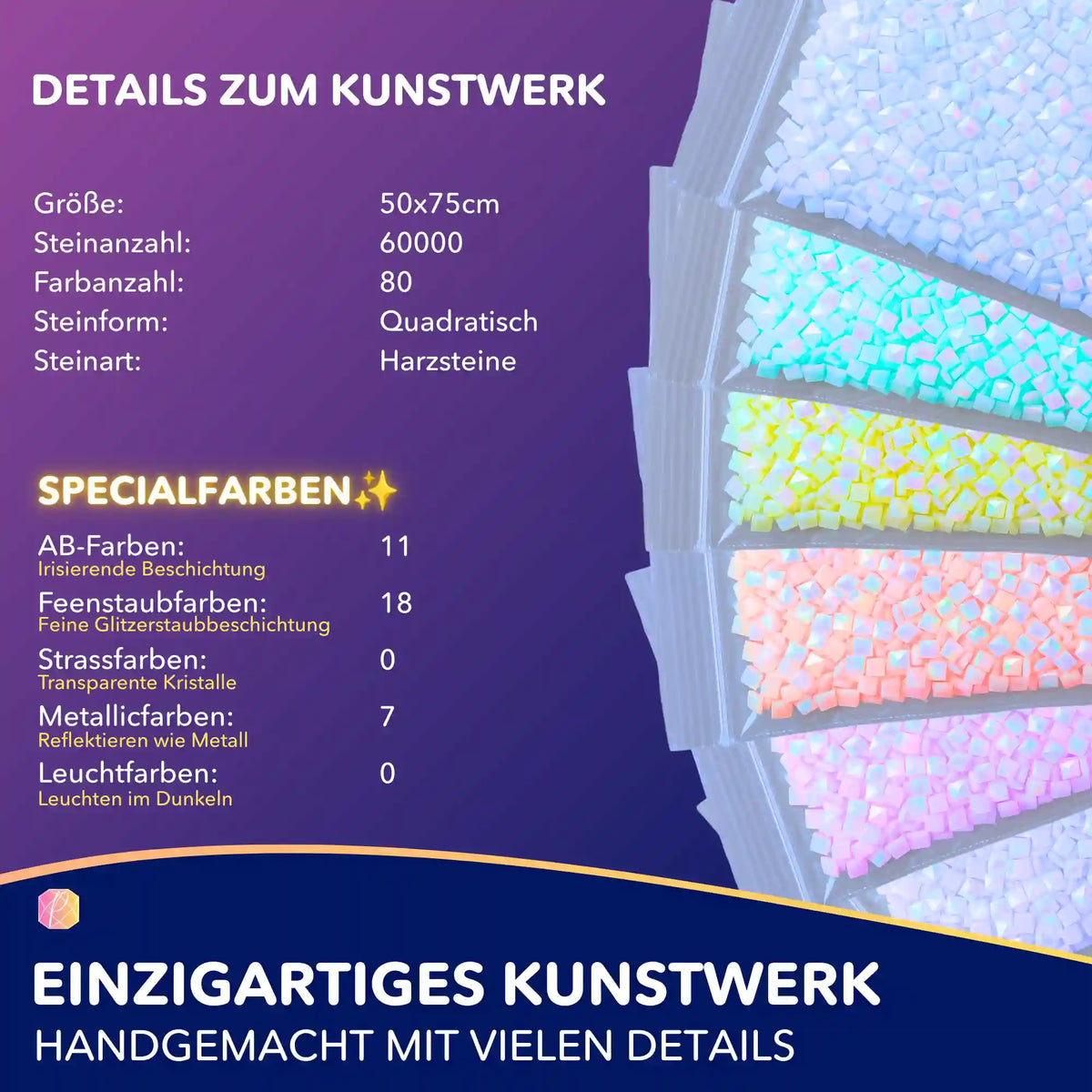 Diamond Painting Set Hüter des Smaragdwaldes: Details zu 60.000 quadratischen Harzsteinen mit Feenstaub- und AB-Farben