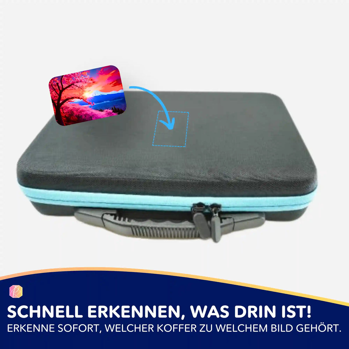 Picmondoo Diamond Painting Aufkleber zur Beschriftung von Zubehör-Koffern mit Berg der Kirschblüten Motiv