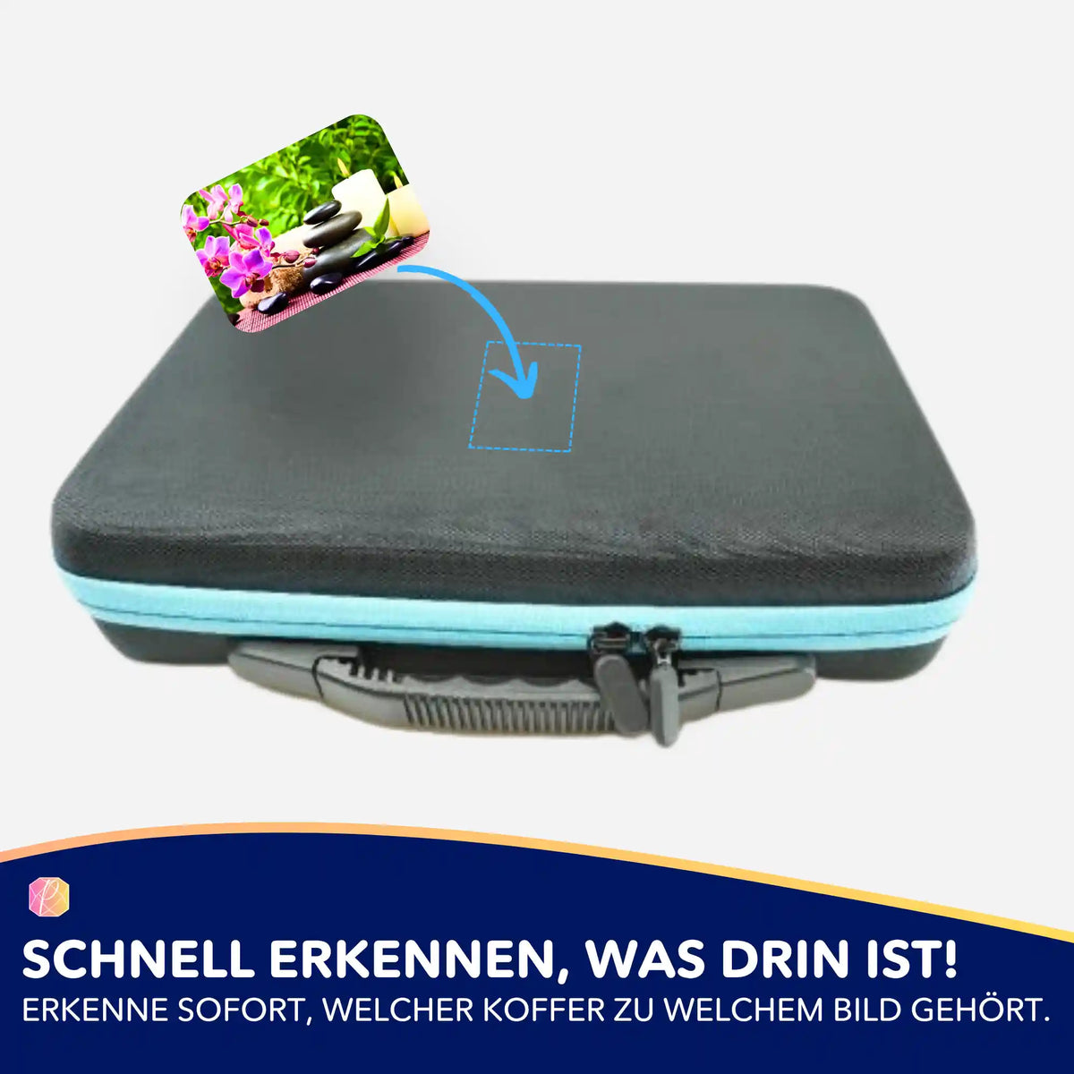 Picmondoo Aufkleber-Set zur Organisation von Diamond Painting Koffern mit Oase der Entspannung Motiv