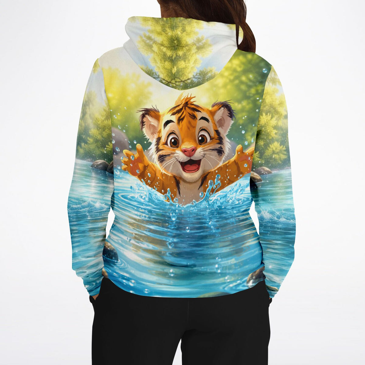 Dreamer Hoodie Platsch ins Glück mit niedlichem Tiger-Motiv, inspiriert von Diamond Painting und Malen nach Zahlen Kunst