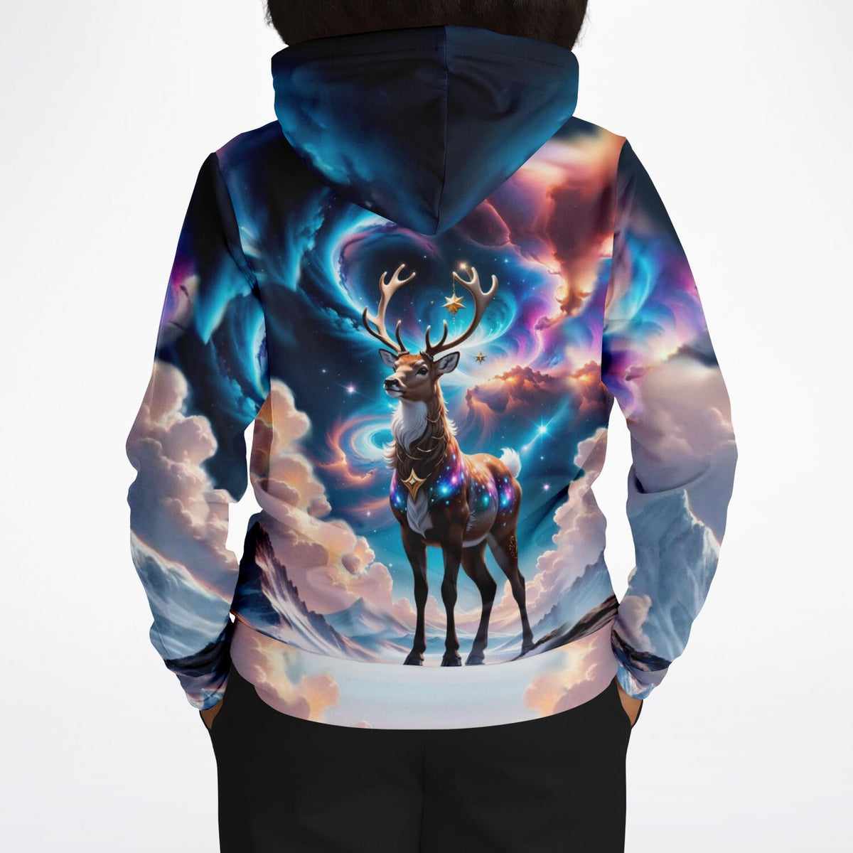 Dreamer Hoodie mit Rentier-Motiv im magischen Abendzauber, inspiriert von unseren Malen nach Zahlen und Diamond Painting Designs