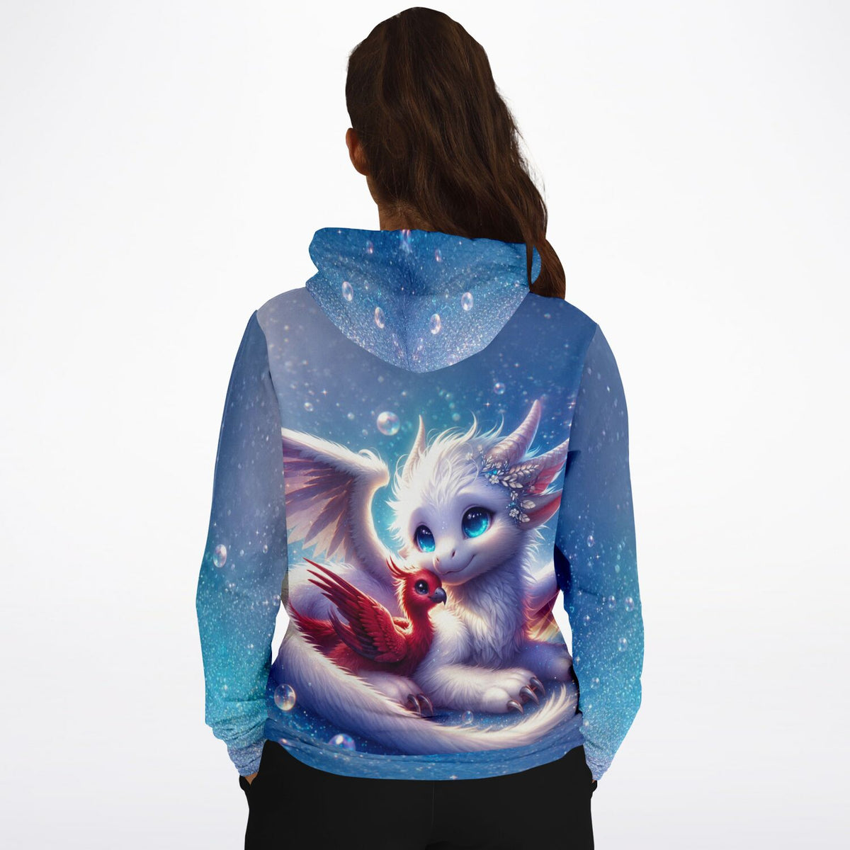 Dreamer Hoodie mit Astra & Fira Fantasy-Motiv, als Inspiration für Diamond Painting und Malen nach Zahlen für Erwachsene.