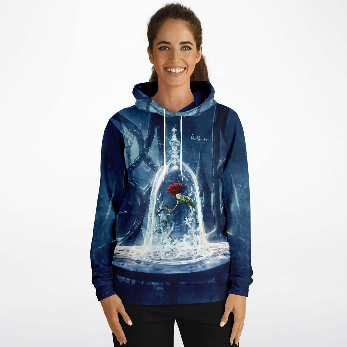 Dreamer Hoodie mit magischem Rosen-Motiv im Wunderglas, passend zu ästhetischen Diamond Painting und Malen nach Zahlen Sets.