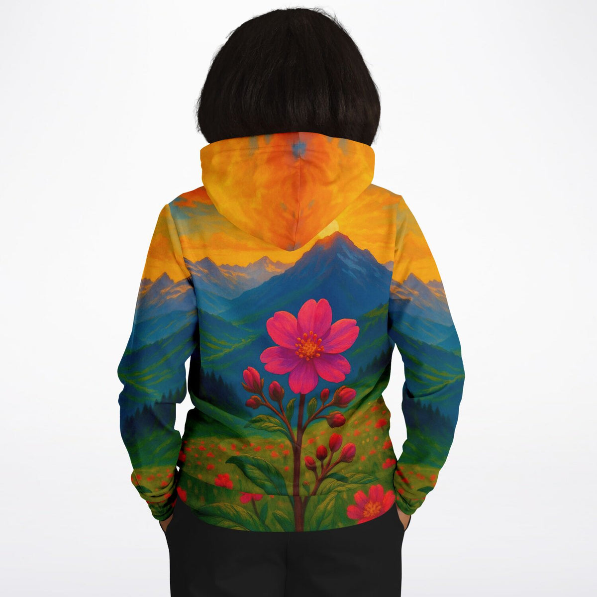 Dreamer Hoodie mit Gebirgsblume Motiv, ähnlich beliebten Malen nach Zahlen und Diamond Painting Berglandschaften