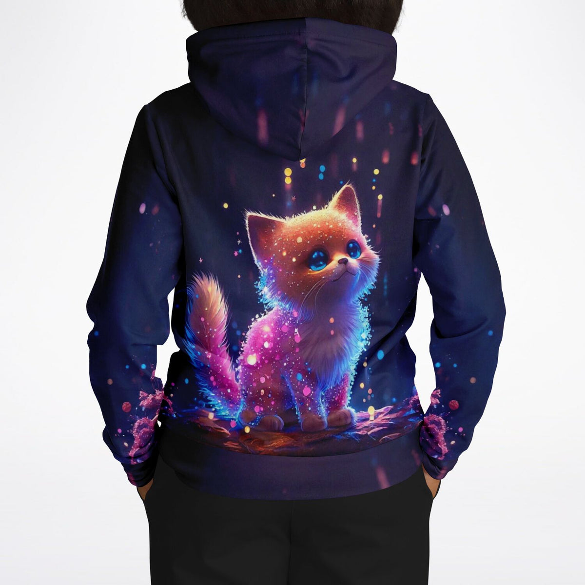 Dreamer Hoodie mit leuchtendem Zuckerkätzchen Motiv im Stil von Diamond Painting Kunst für Fans kreativer DIY-Designs