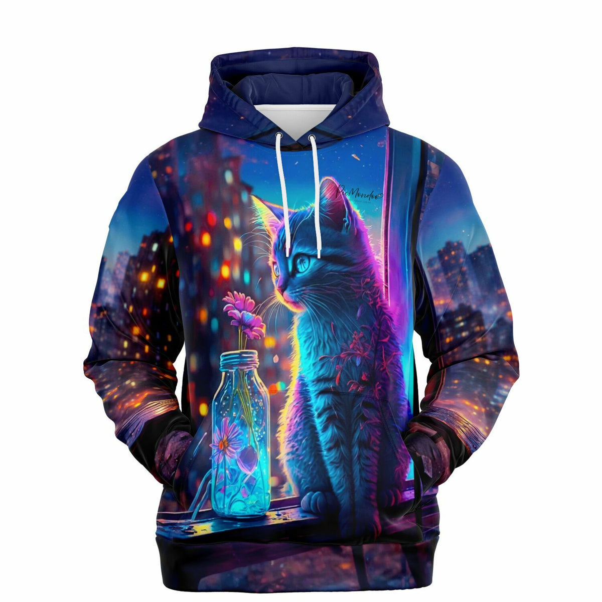 Dreamer Hoodie mit Little Cat of Flowers Motiv, passend im Stil zu Diamond Painting und Malen nach Zahlen Kunst.