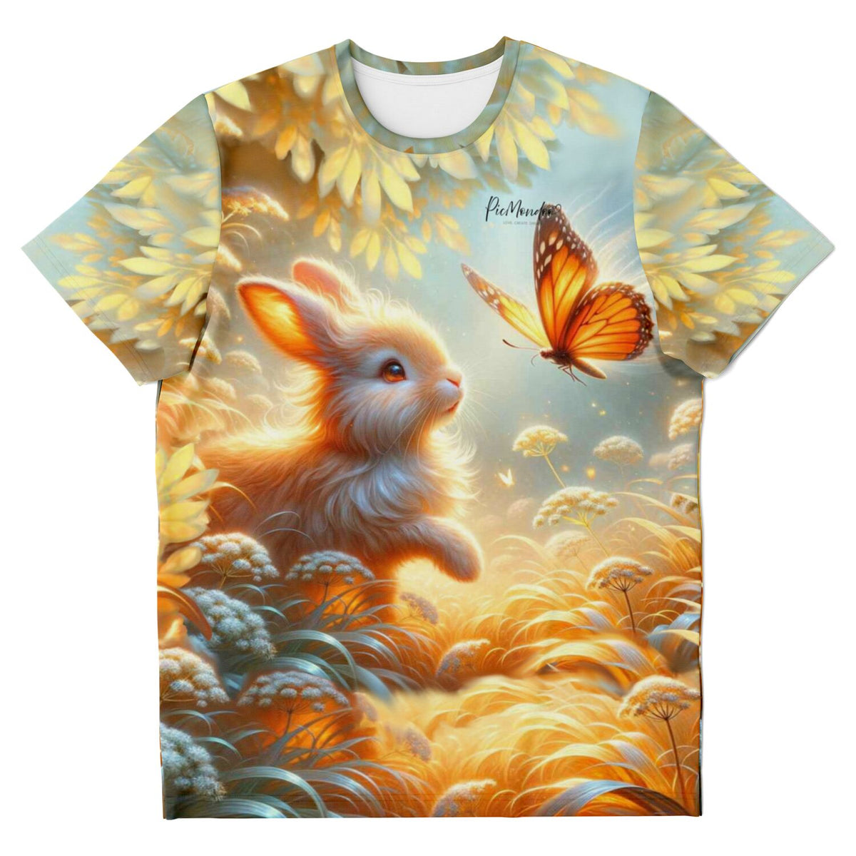 T-Shirt mit Häschenfreunde Motiv inspiriert von Diamond Painting und Malen nach Zahlen Designs in warmen Farben.