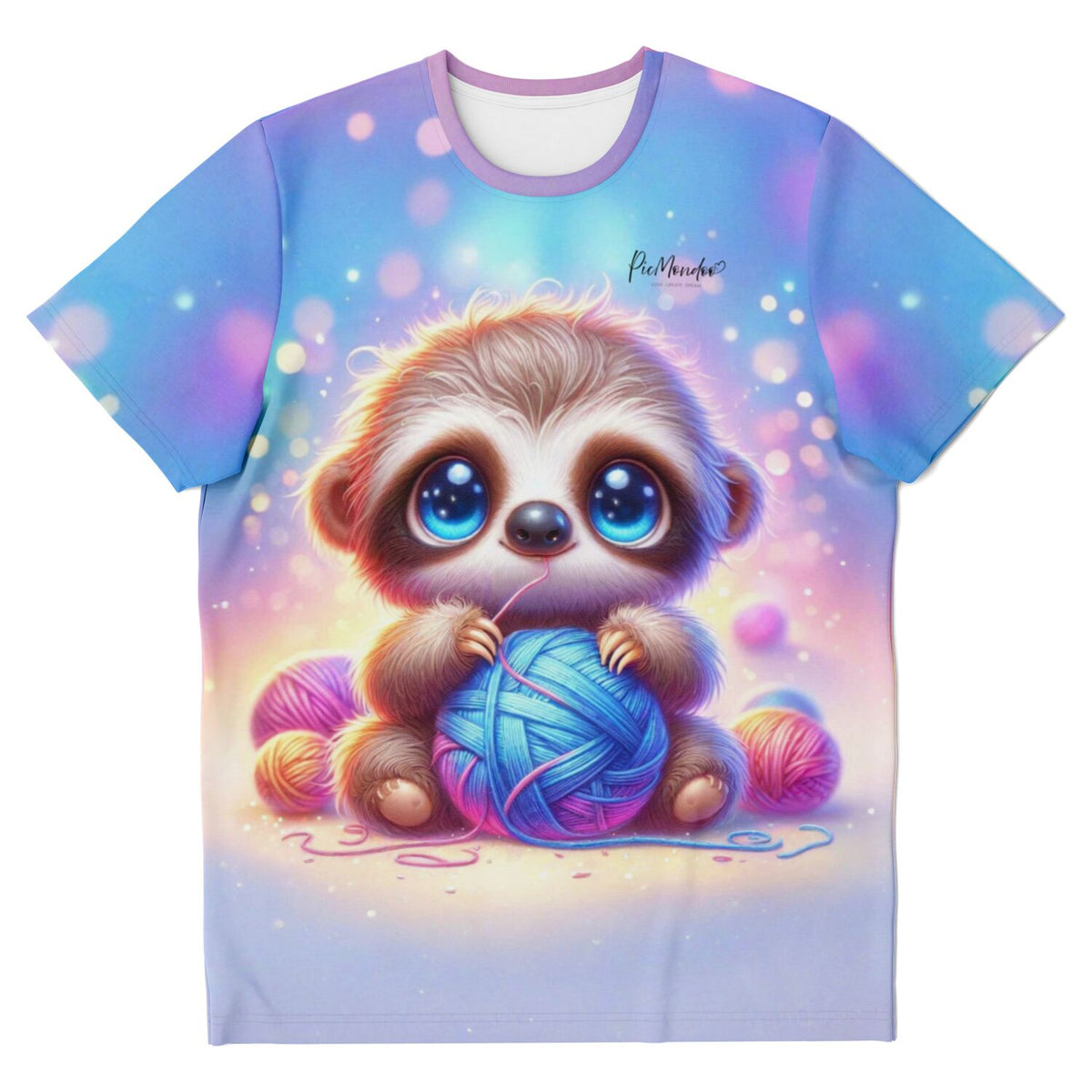 T-Shirt mit süßem Faultier-Motiv und Wollknäuel, ideal für Fans von Diamond Painting und Malen nach Zahlen