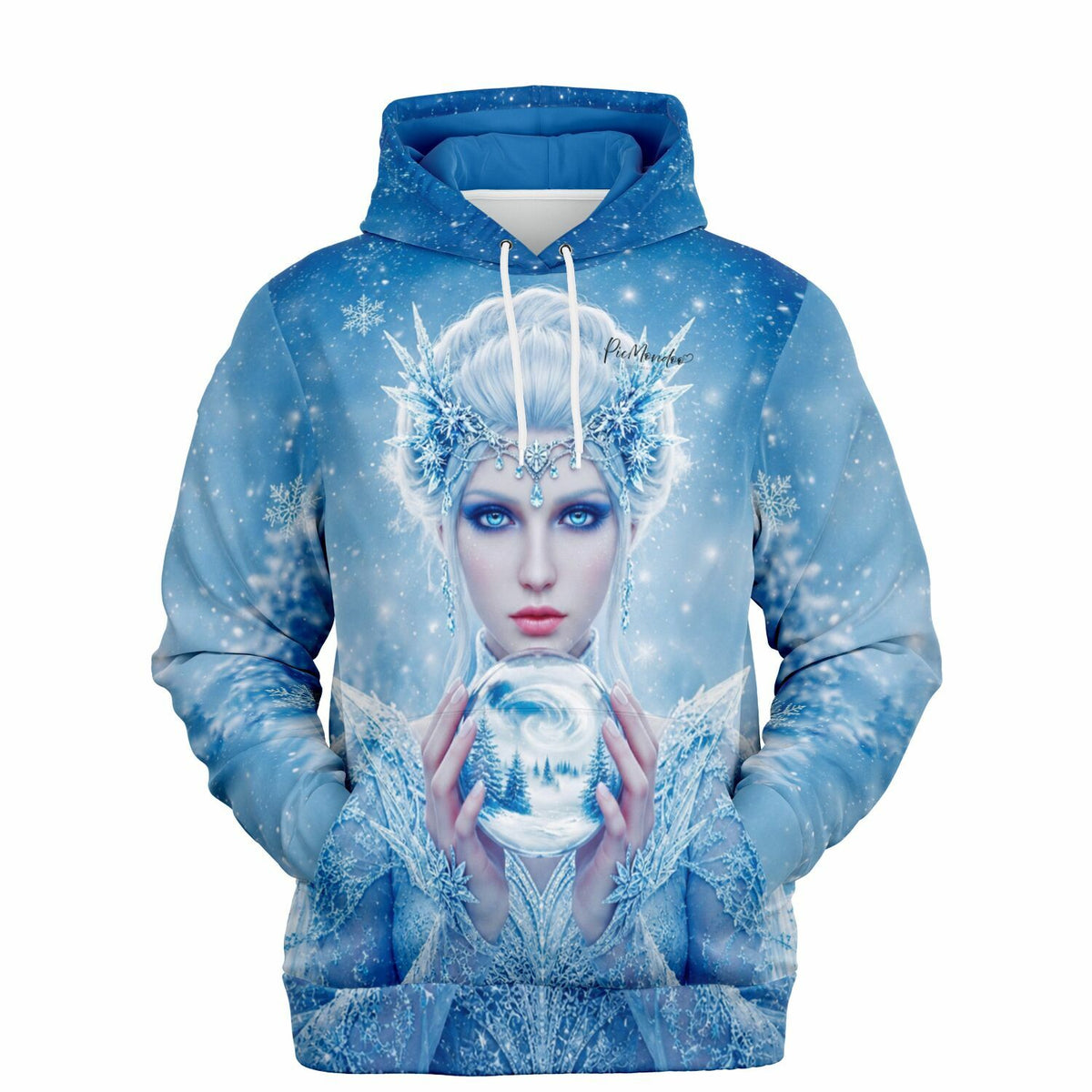 Blauer Dreamer Hoodie mit Eiskönigin Motiv, passend im Stil zu Diamond Painting Designs für Fantasy-Fans.