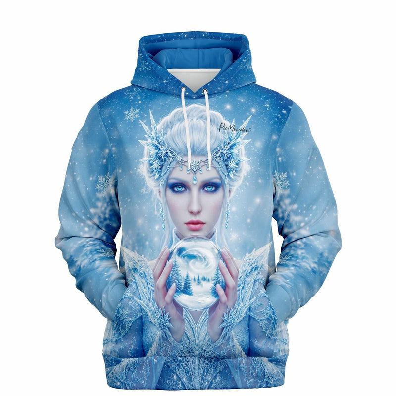 Blauer Dreamer Hoodie mit Eiskönigin Motiv, passend im Stil zu Diamond Painting Designs für Fantasy-Fans.