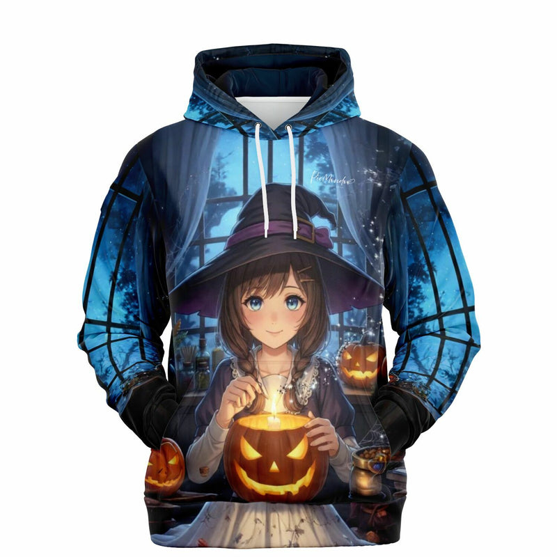 Dreamer Hoodie mit Little Sabrina Anime-Hexe und Kürbis-Motiv, perfekt für Fans von Malen nach Zahlen und Diamond Painting